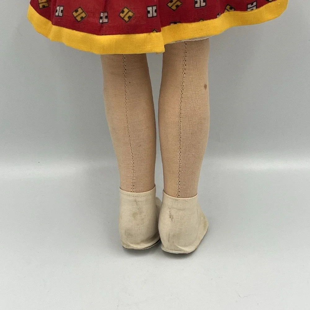 Celluloid Face Doll Vintage Red Hair Blue Eyes Original Outfit Cloth Body 15